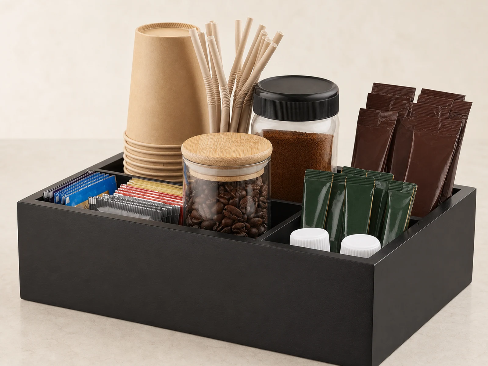 Coffee station tray representative product visual
